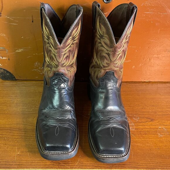 JUSTIN Men’s Size 10 D Composite Toe Black Brown Cowboy Work Boots WK4818 - Picture 9 of 11